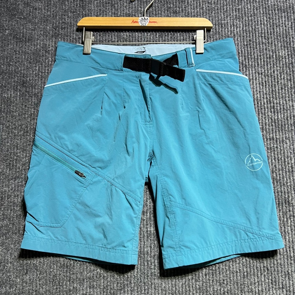 La Sportiva Spit Short Women Size M Teal Hiking Climbing Technical Outdoor Gear